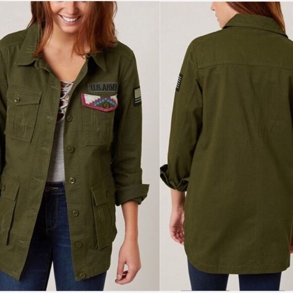 NEW Dance & Marvel Army Military Shacket Jacket Shirt Small Olive Camo - Picture 1 of 8